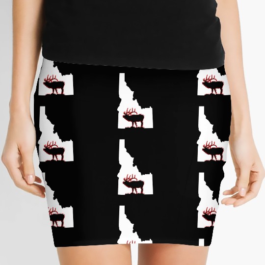 Idaho state with outline of Elk inside combi Women's Mini Skirts