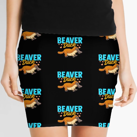 Beaver Duck Platypus Pun Cute Duck Billed Platypus Women's Mini Skirts