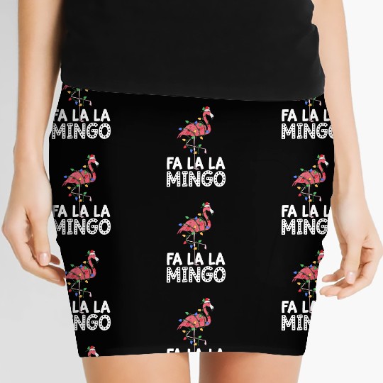 Fa La La Mingo Flamingo Christmas Tree Lights Women's Mini Skirts