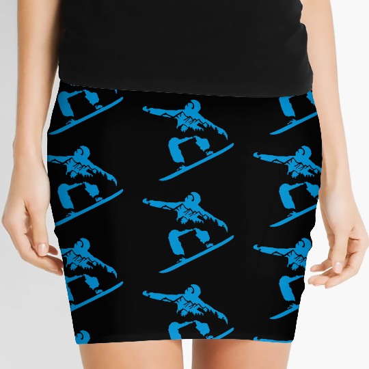 Snowboarding, Snowboarder and Mountains Women's Mini Skirts