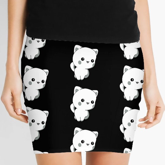 kitten chibi kawaii Women's Mini Skirts