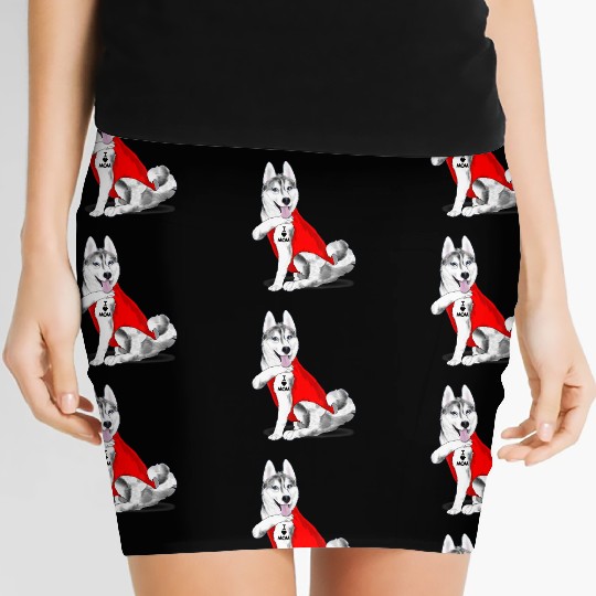 Funny husky Dog I Love Mom Tattoo husky Lover Gift Women's Mini Skirts