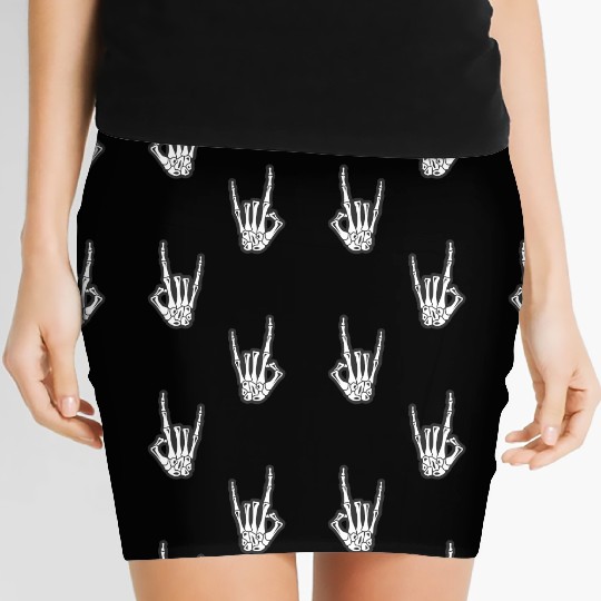 Skeleton Hands Rock N Roll Sign of the Horns Corna Women's Mini Skirts