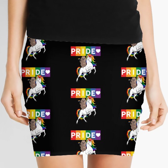 LGBT Gay Pride Wombat Riding Rainbow Unicorn Women's Mini Skirts