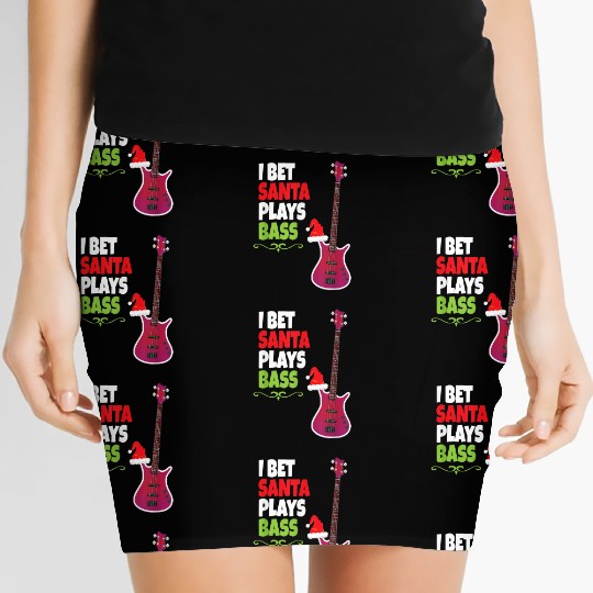 Gift for Bass Guitar Player Cool Santa Christmas Women's Mini Skirts