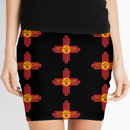 New Mexico Flag Zia Symbol Floral Nature Eagle So Women's Mini Skirts