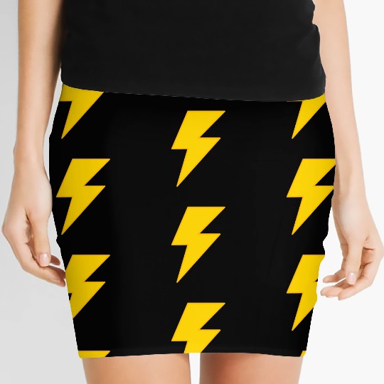 yellow lightning bolt Women's Mini Skirts