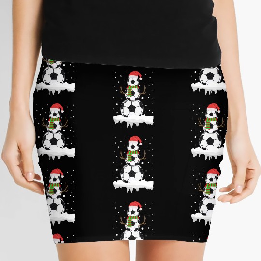 Christmas Funny Soccer Ball Snowman Xmas Sport Women's Mini Skirts
