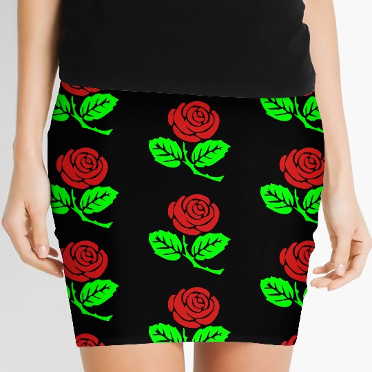 rose - flower Women's Mini Skirts