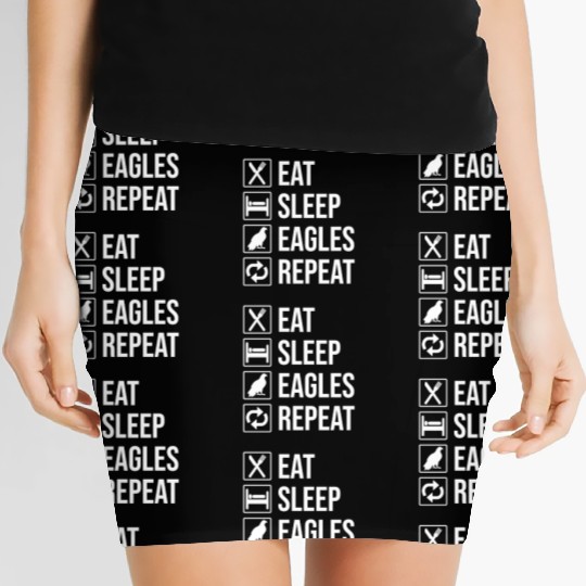 Eat Sleep Eagles Repeat Funny Bald Eagle Women's Mini Skirts