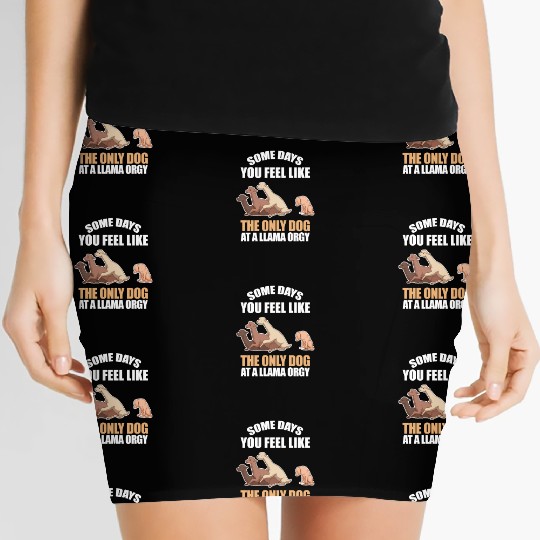Only Dog At Llama Orgy Puppy Alpaca Farm Animals Women's Mini Skirts