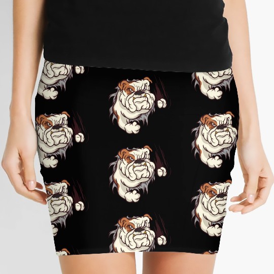 Angry bulldog cool dogs design Women's Mini Skirts