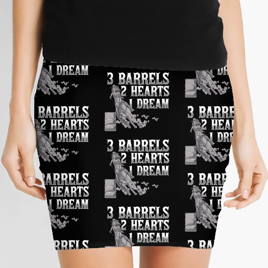 3 Barrels 2 Hearts 1 Dream Horse Barrel Racing Women's Mini Skirts