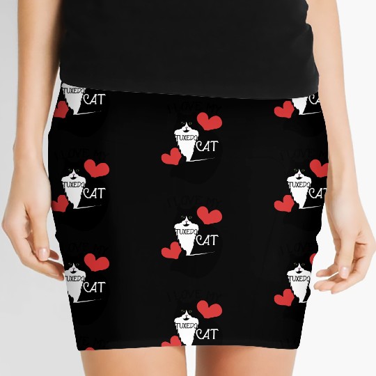 I love my tuxedo cat Women's Mini Skirts