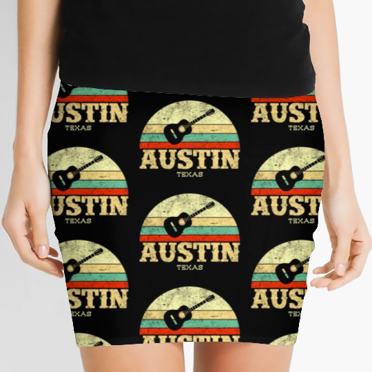 Retro Austin Texas Guitar Vintage Lone Star State Women's Mini Skirts