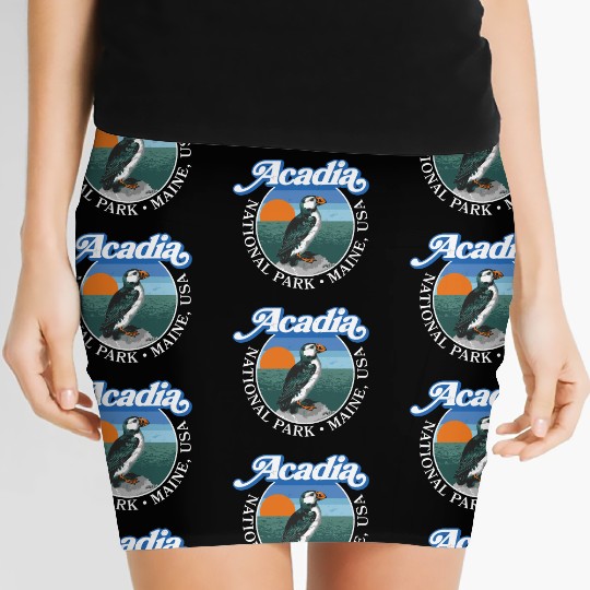 Retro Acadia National Park Vintage Maine Puffin Women's Mini Skirts