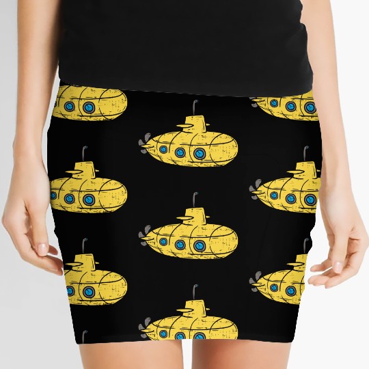 Us Navy Yellow Cartoon Submarine Cute Submariner B Women's Mini Skirts