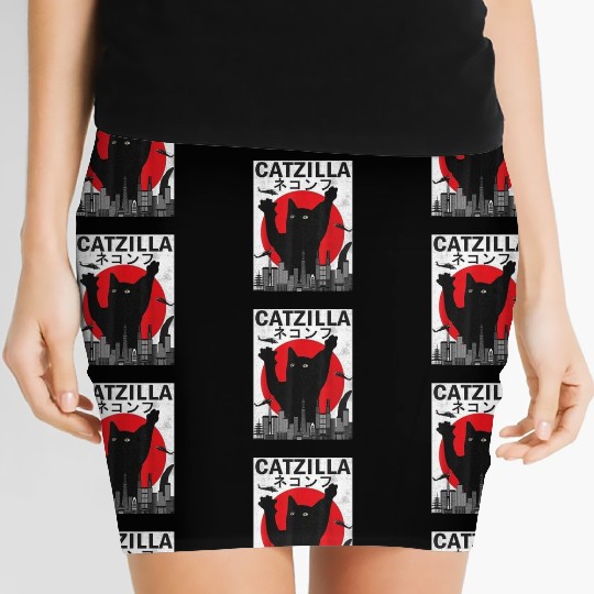 Vintage Catzilla Japanese Sunset Style Women's Mini Skirts