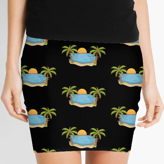 Sunset Beach Palm Trees Women's Mini Skirts