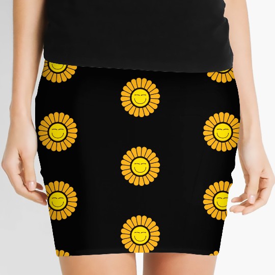 Sunflower smile Face Girl Happy Flower Sunflower Women's Mini Skirts