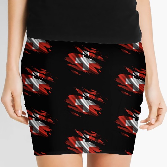 Switzerland Ripped Flag Women's Mini Skirts
