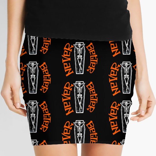 Pumpkin, Dancing Skeleton Never Better Skull Skele Women's Mini Skirts