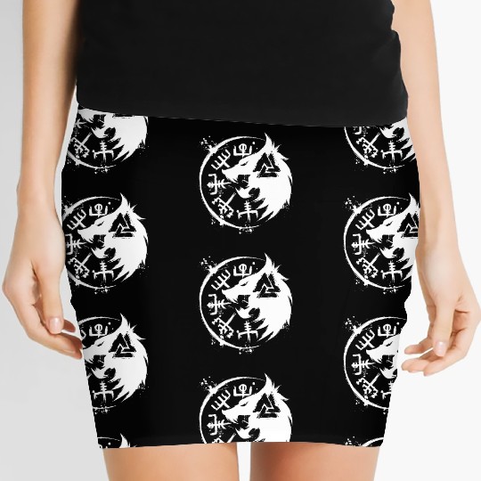 Fenrir Wolf Vegvisir Valknut Women's Mini Skirts