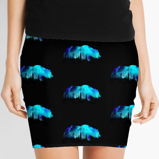 Aurora Galaxy Bear Women's Mini Skirts
