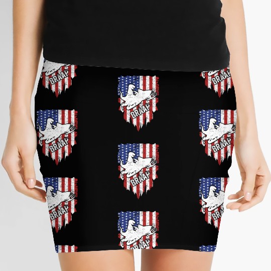 Snowmobile USA Flag Gift Dinosaur Snowmobiling Kid Women's Mini Skirts