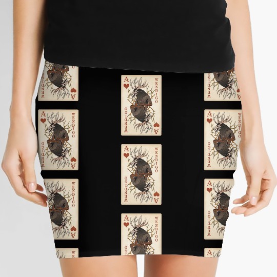 Wendigo Playing Card - Ace of Hearts Cryptid Art Women's Mini Skirts