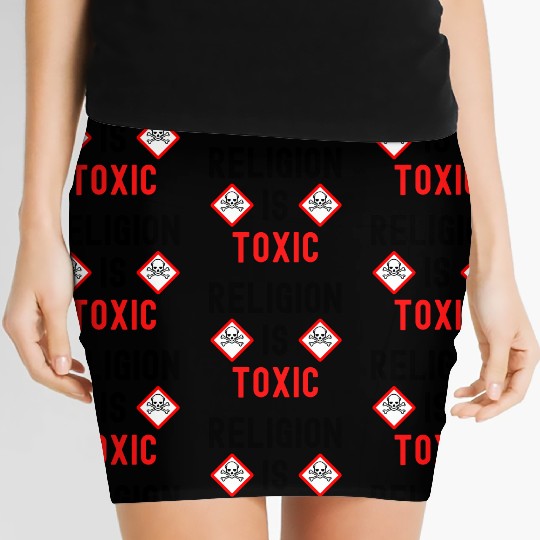 RELIGION Is TOXIC Skull Crossbones toxicity symbol Women's Mini Skirts