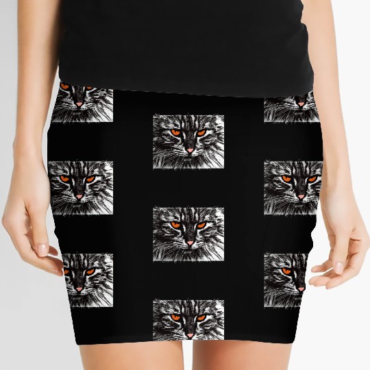 funny cat face Women's Mini Skirts
