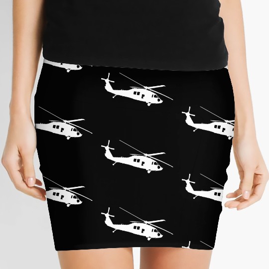 UH-60 Black Hawk Helicopter Silhouette Women's Mini Skirts