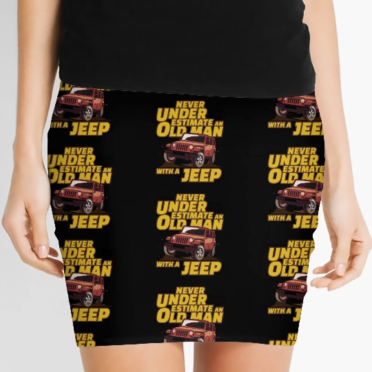 Never Underestimate An Old Man with A Jeep Brown Women's Mini Skirts