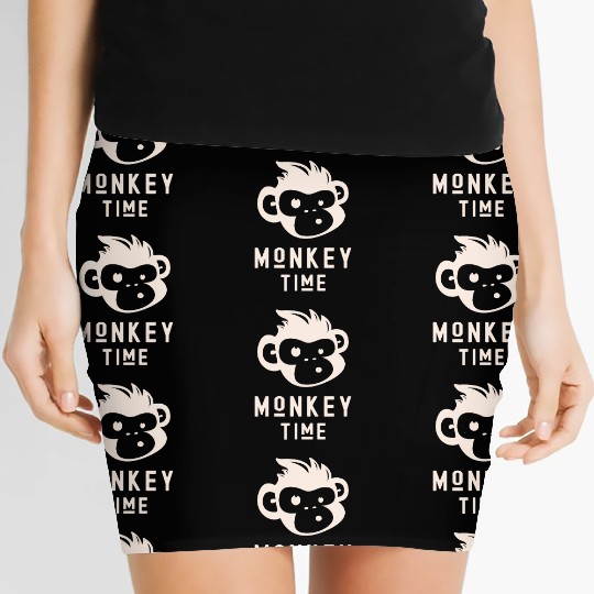 It's Monkey Time Cute Funny Monkey Face Women's Mini Skirts