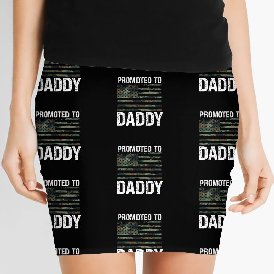 Promoted To Daddy Camo USA Patriot New Father Dad Women's Mini Skirts