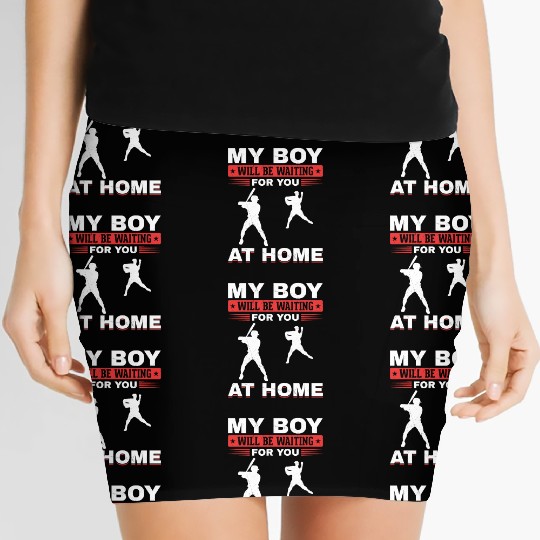 Son Baseball Catcher Pitcher Batter Dad Mom Women's Mini Skirts