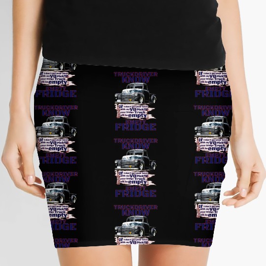 V8 Truck Driver under American Flag Women's Mini Skirts