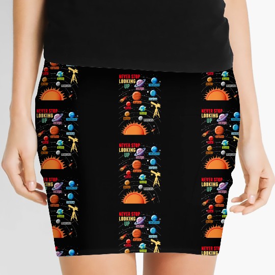 Telescope Solar System Planets Astronomy Lover Women's Mini Skirts
