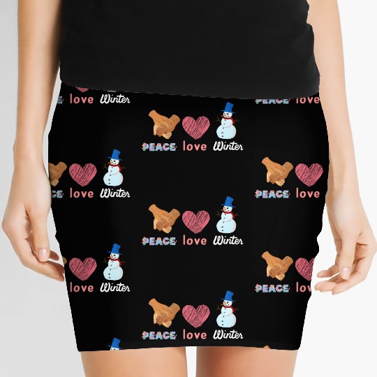 peace, love, winter Women's Mini Skirts
