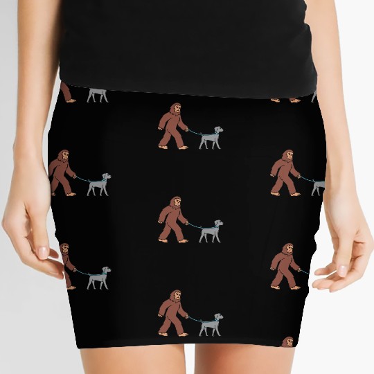 Bigfoot Sasquatch Walking Weimaraner Women's Mini Skirts