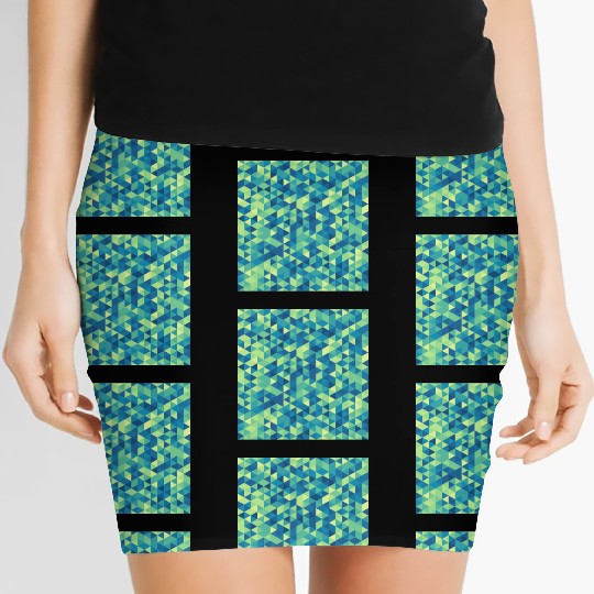 Geometric Hexagon Pattern Blue Yellow Green Women's Mini Skirts