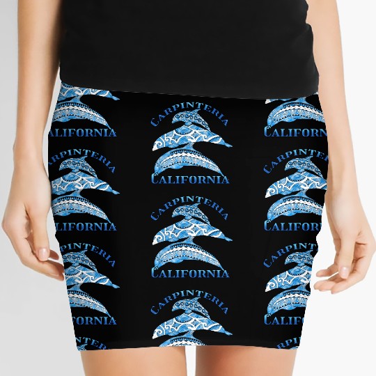 Carpinteria California Vacation Tribal Dolphins Women's Mini Skirts