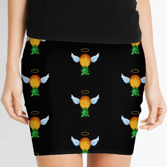 Cute Swinger Upside Down Pineapple Angel Wings Women's Mini Skirts