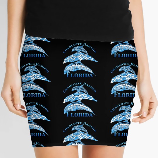 Charlotte Harbor Florida Vacation Tribal Dolphins Women's Mini Skirts