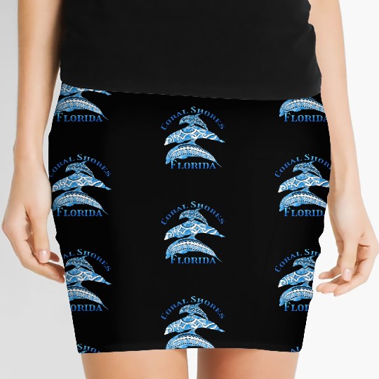 Coral Shores Florida Vacation Tribal Dolphins Women's Mini Skirts