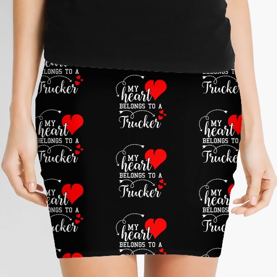 I Love My Trucker Husband Wife Gift Valentines Day Women's Mini Skirts