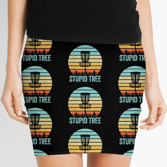 Disc Golf Women's Mini Skirts Funny Stupid Tree Retro Disc Golf