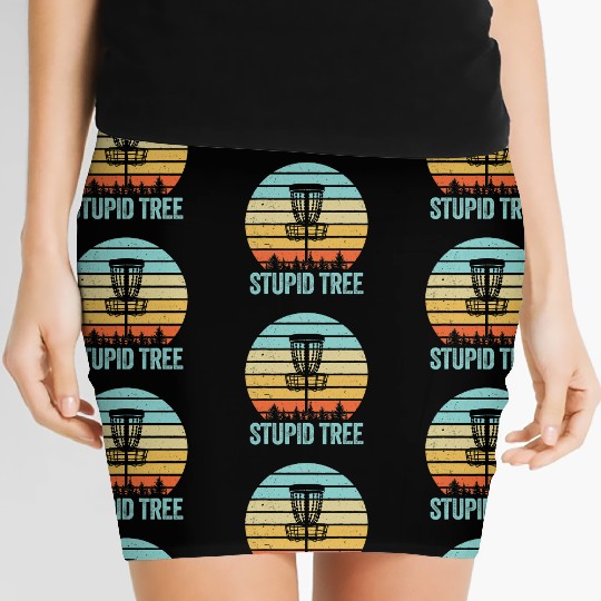 Disc Golf Women's Mini Skirts Funny Stupid Tree Retro Disc Golf
