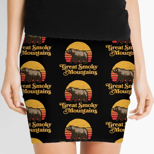 Retro Great Smoky Mountains Park Bear Women's Mini Skirts